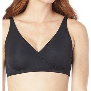 Rhonda Shear 2pk Butterknit Wrap Bra w/Removable Pad 761-081 Blk & White Large